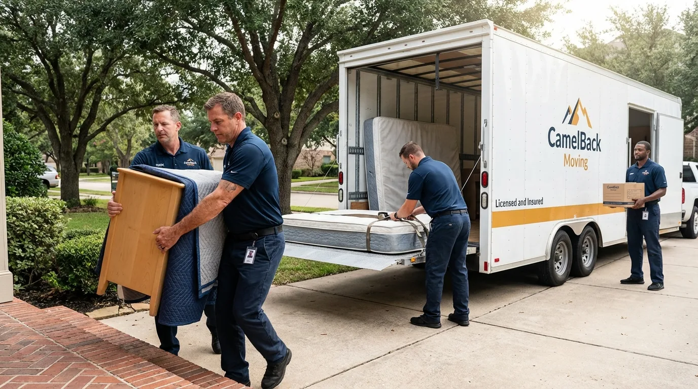 Crew loading residential truck for cross-state move from Springfield, OH