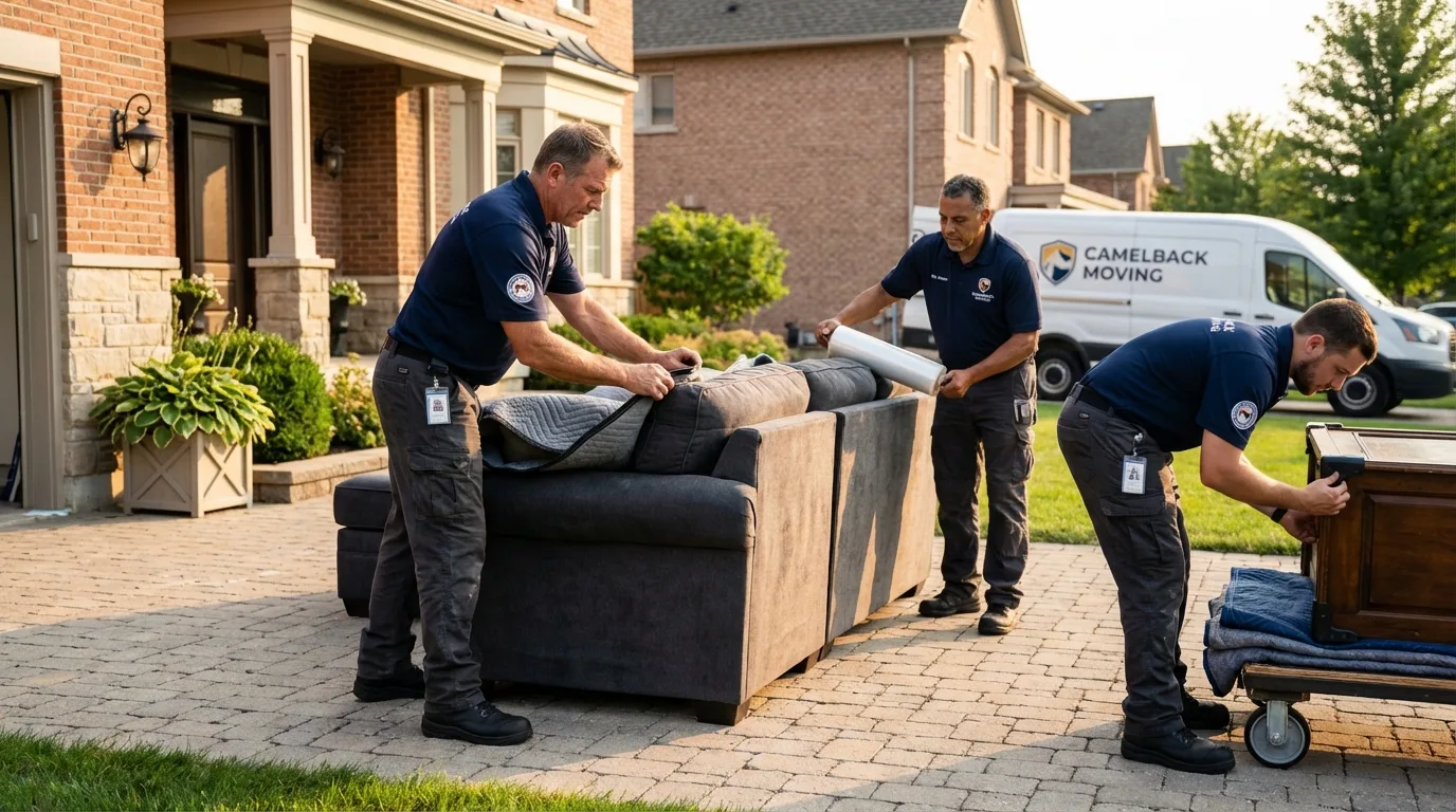 Large estate moving crew wrapping furniture in Springfield, OH
